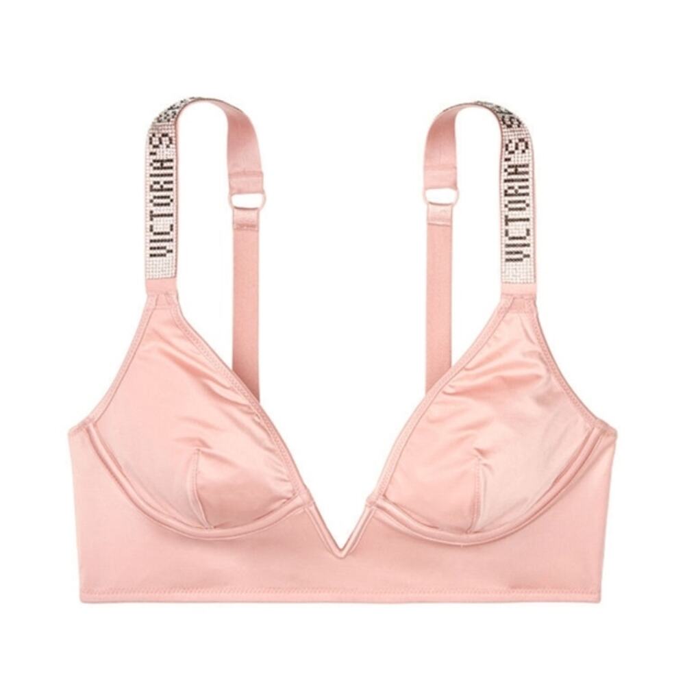 Victoria's Secret V-Wire Shine Bralette blush pink L